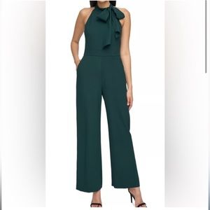 Vince Camuto Women's Signature Stretch Crepe Bow-Neck Halter Jumpsuit